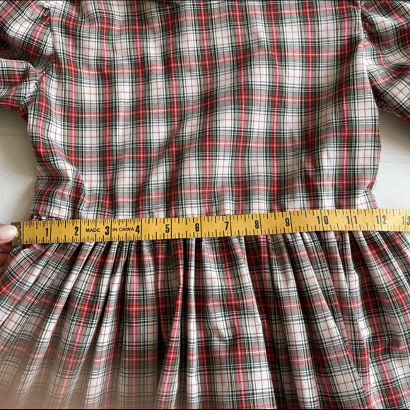 Vintage Handmade Plaid Girl Dress with Matching Bib Apron - Picture 10 of 16